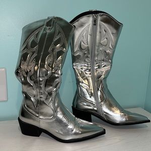 Silver Metallic Cowboy Boots